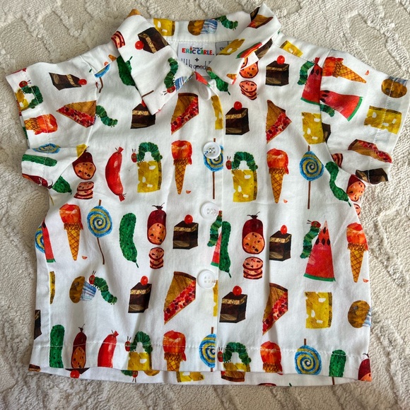 Eric Carl Little Goodall very hungry caterpillar reversible overalls button down - Picture 2 of 5